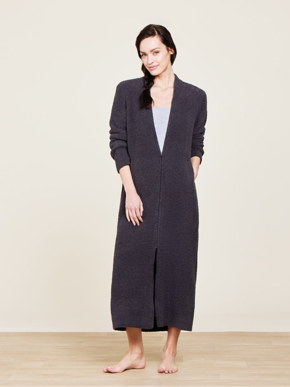Barefoot Dreams CozyChic® Full Zip V-neck Lounger Carbon small / medium